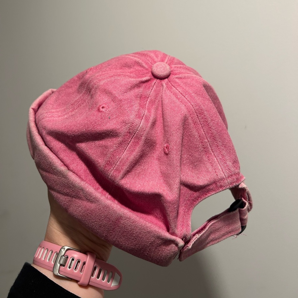 Washed Pink Denim Brimless Docker Cap